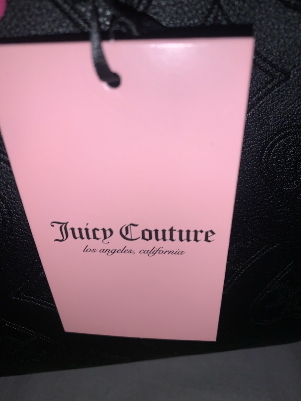 🆕-Juicy Couture LIQUORICE Embossed Tote & Gold Charm WRISTLET Set - Picture 2 of 14